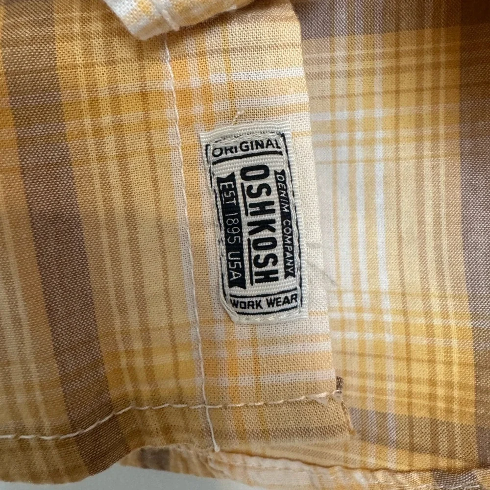 OshKosh B'gosh Yellow and White Plaid Button Down Shirt Size 2T 100% Cotton